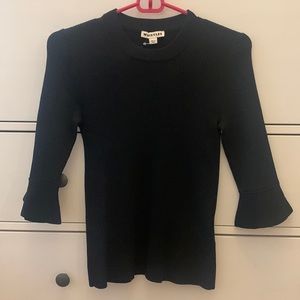 Whistles ribbed black top with 3/4 bell sleeves.